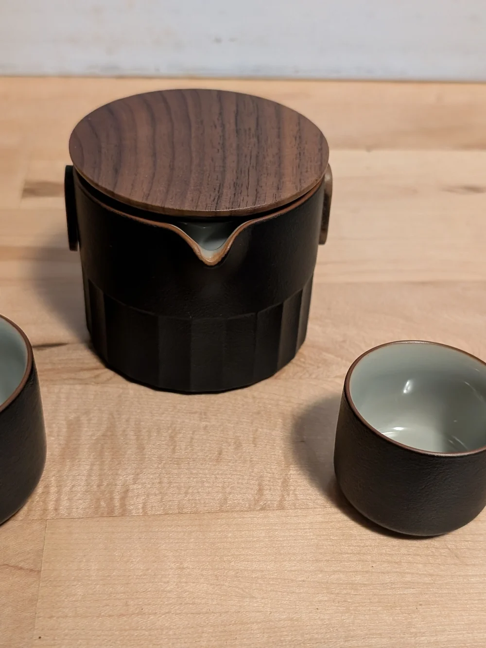 Matte Black Ceramic Travel Tea Set